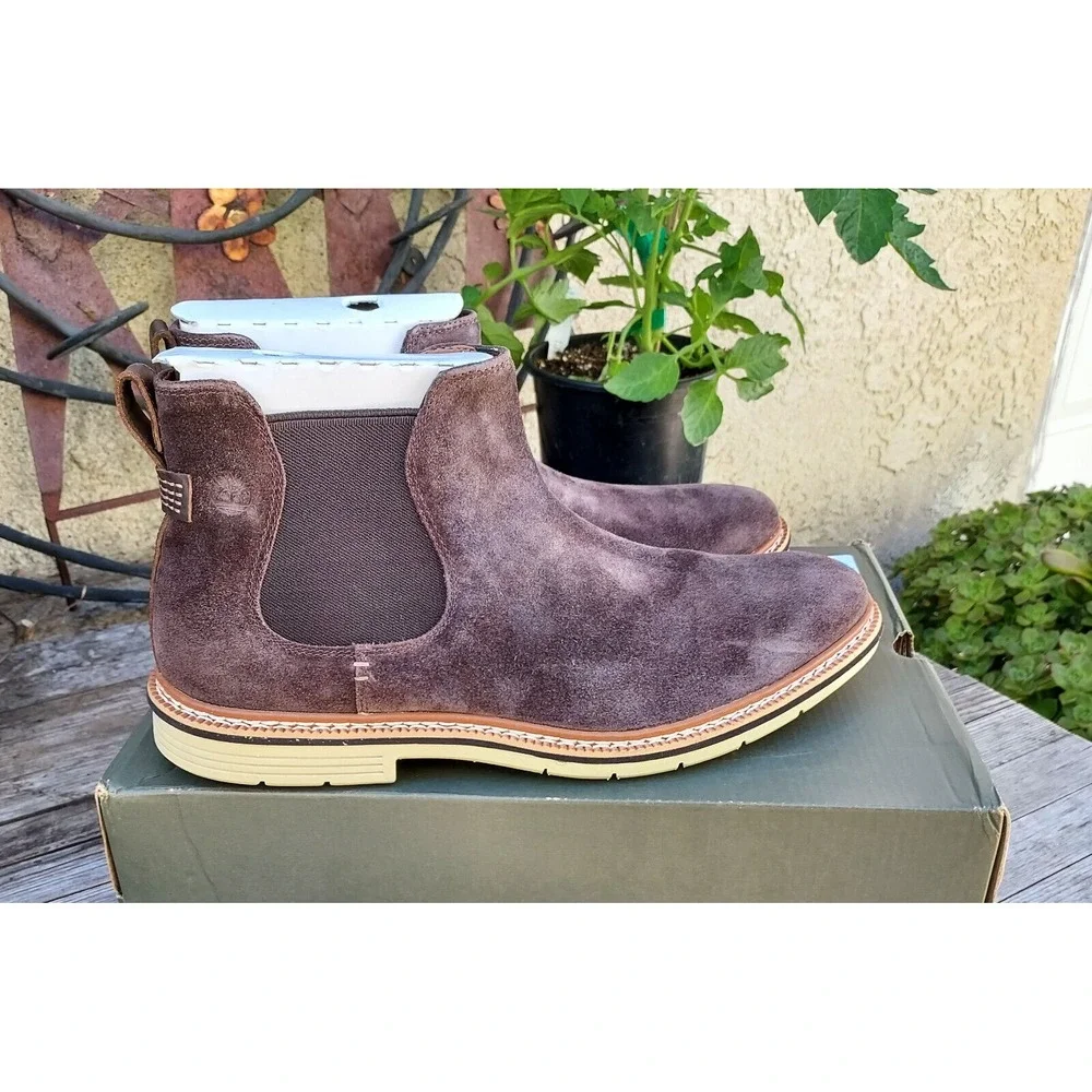 Timberland Boots Men's Size 10 Naples‎ Trail Chelsea Brown Suede Boots $130.00
